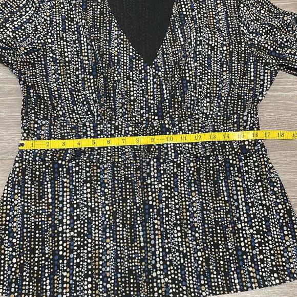 Nine & Co by Nine West 3/4 Sleeve Crossover V-Neck Polka Dot Blouse L - Picture 8 of 15